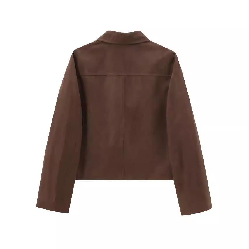 Women Retro Old Money Style Suede Short Jacket - L’Heure Marquée 