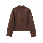 Women Retro Old Money Style Suede Short Jacket - L’Heure Marquée 