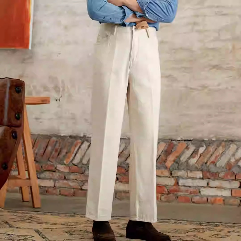 Old Money Style Original Embryo Color Straight Bootcut Pants - L’Heure Marquée 