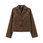 Women Retro Old Money Style Suede Short Jacket - L’Heure Marquée 