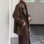 A Classic Long Double-faced Wool Coat Old Money Style For Winter - L’Heure Marquée 
