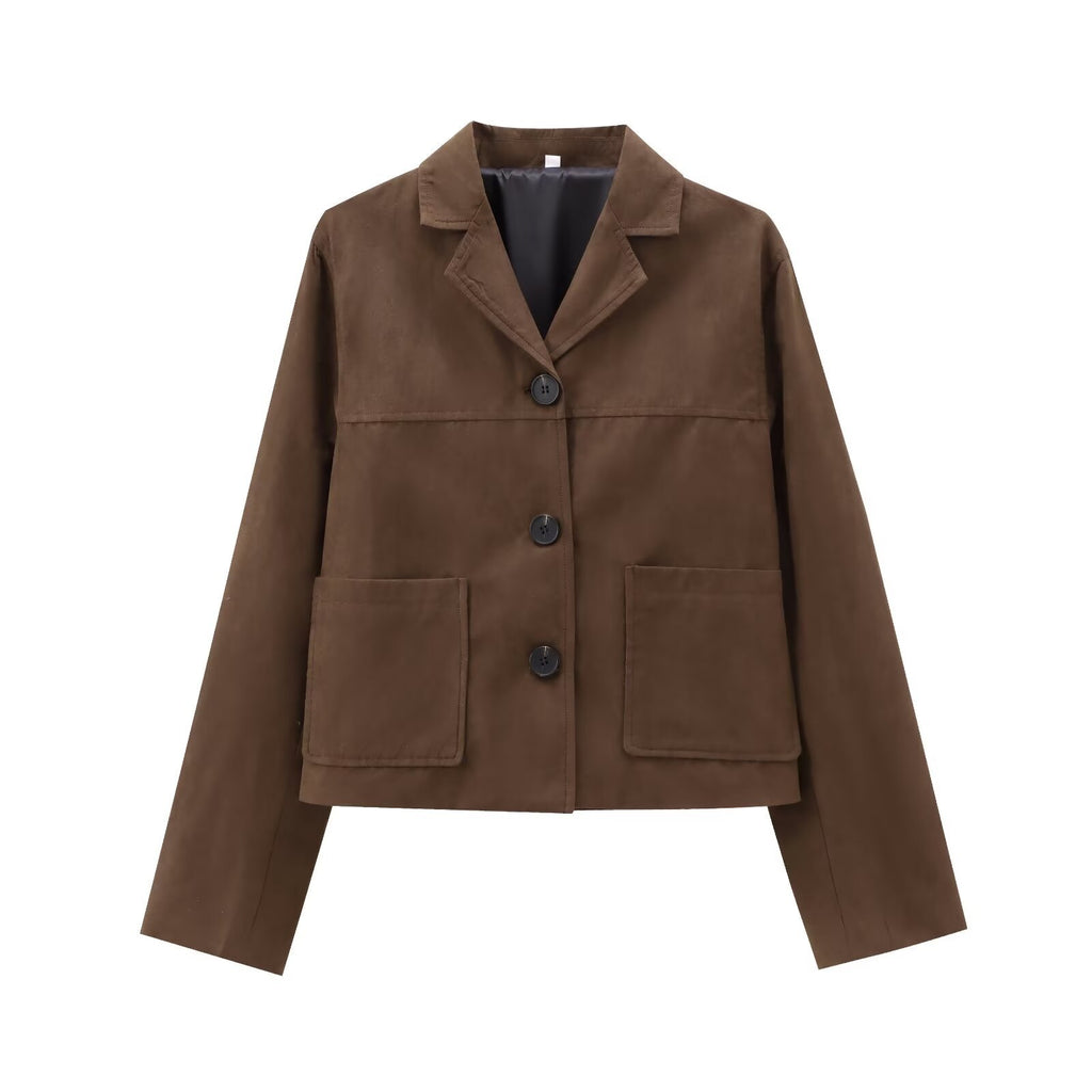 Women Retro Old Money Style Suede Short Jacket - L’Heure Marquée 