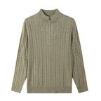 Old Money Style Stand Collar Twisted Men's Casual Zipper Sweater - L’Heure Marquée 