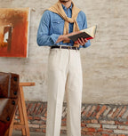 Old Money Style Original Embryo Color Straight Bootcut Pants - L’Heure Marquée 