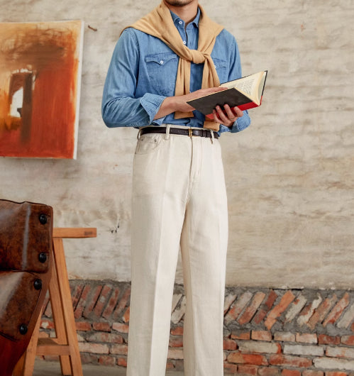 Old Money Style Original Embryo Color Straight Bootcut Pants - L’Heure Marquée 