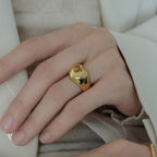 Stainless Steel Ring 18K Gold Plated Ring - L’Heure Marquée 