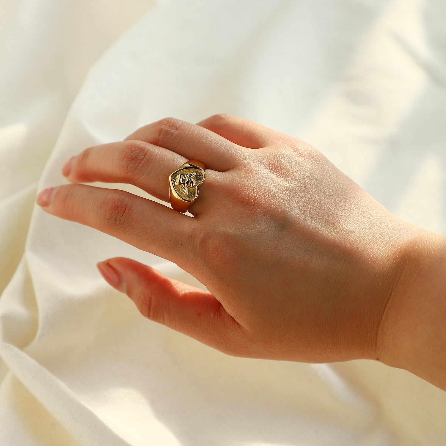Stainless Steel Ring 18K Gold Plated Ring - L’Heure Marquée 