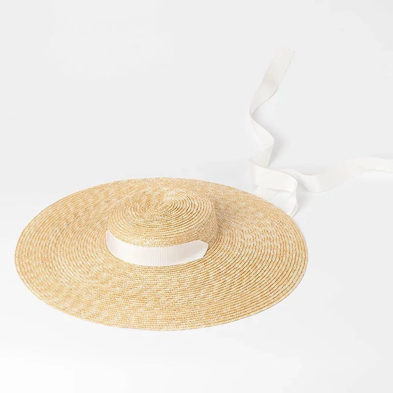 Simple And Fashionable Strappy Straw Flat Hat - L’Heure Marquée 