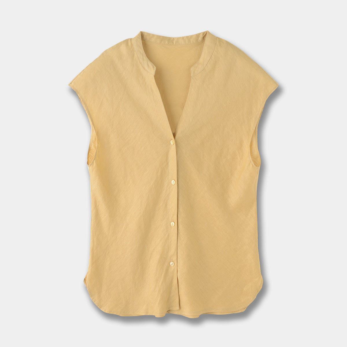 Minimalist Old Money Style Pure Linen V-neck Sleeveless Shirt - L’Heure Marquée 
