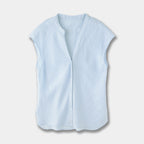 Minimalist Old Money Style Pure Linen V-neck Sleeveless Shirt - L’Heure Marquée 