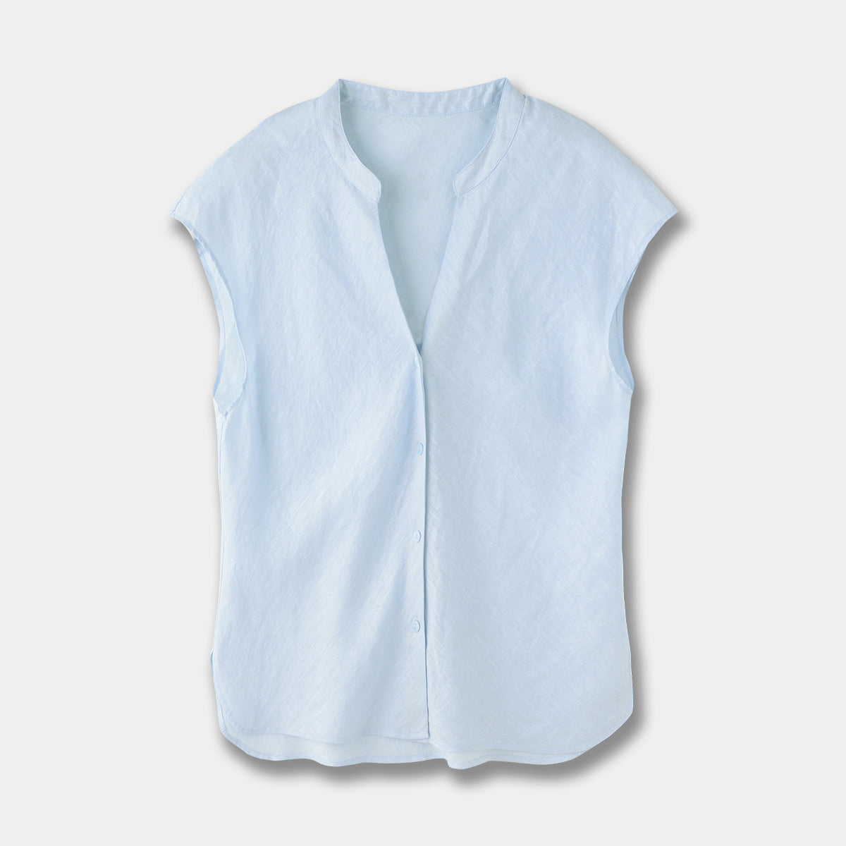 Minimalist Old Money Style Pure Linen V-neck Sleeveless Shirt - L’Heure Marquée 