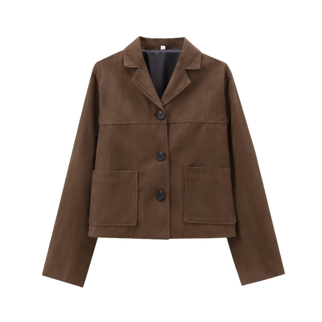 Women Retro Old Money Style Suede Short Jacket - L’Heure Marquée 