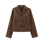 Women Retro Old Money Style Suede Short Jacket - L’Heure Marquée 