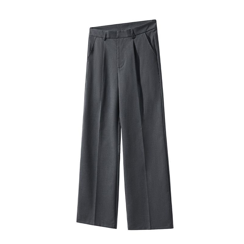 Old Money Style Pleated American Neutral Straight Casual Suit Pants - L’Heure Marquée 