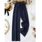 Women's Wide Leg Solid Color Casual Polyester Pant - L’Heure Marquée 