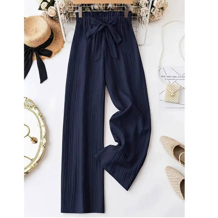 Women's Wide Leg Solid Color Casual Polyester Pant - L’Heure Marquée 