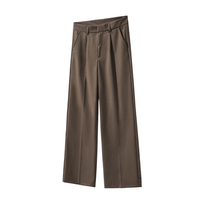 Old Money Style Pleated American Neutral Straight Casual Suit Pants - L’Heure Marquée 