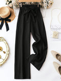 Women's Wide Leg Solid Color Casual Polyester Pant - L’Heure Marquée 