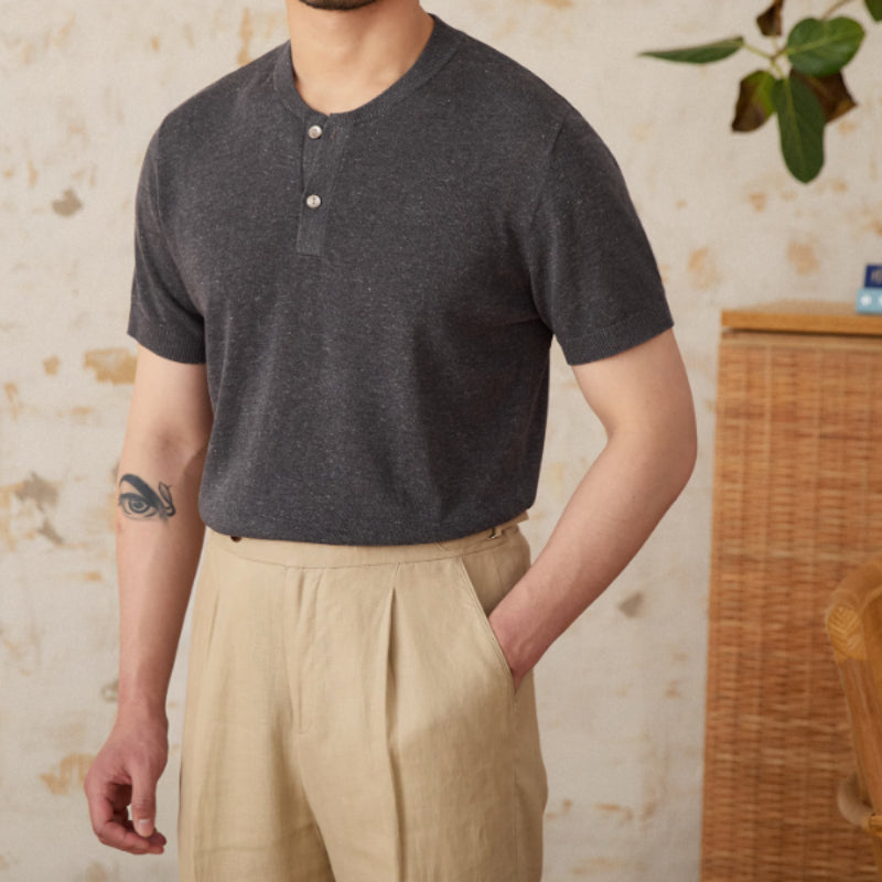 Linen Blended Men's Young Old Money Style Sweater - L’Heure Marquée 