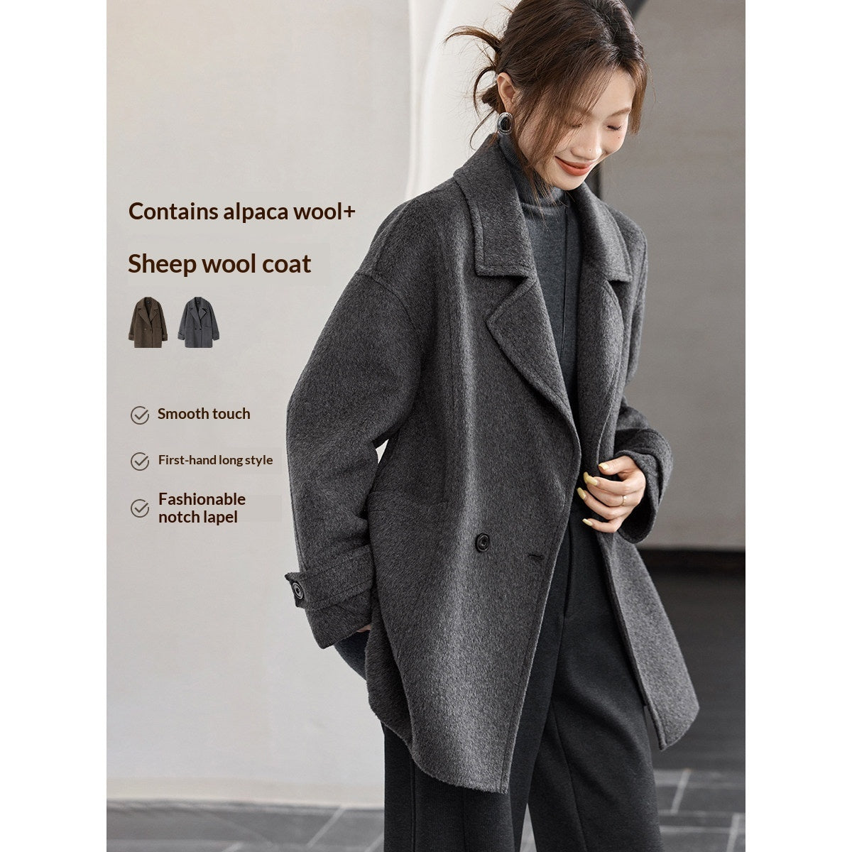 A Classic Long Double-faced Wool Coat Old Money Style For Winter - L’Heure Marquée 