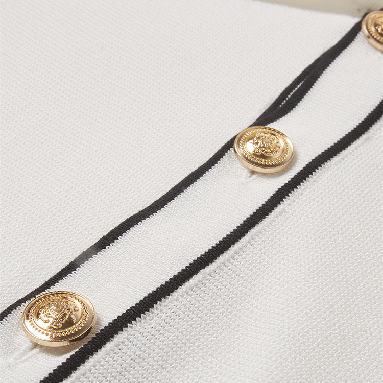 Simple Cardigan Contrast Color Lapels Old Money Style - L’Heure Marquée 