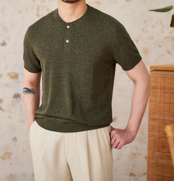 Linen Blended Men's Young Old Money Style Sweater - L’Heure Marquée 