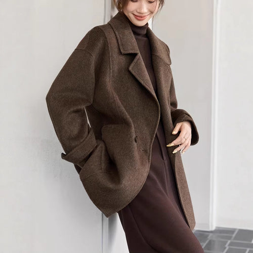 A Classic Long Double-faced Wool Coat Old Money Style For Winter - L’Heure Marquée 