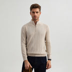 Old Money Style Stand Collar Twisted Men's Casual Zipper Sweater - L’Heure Marquée 