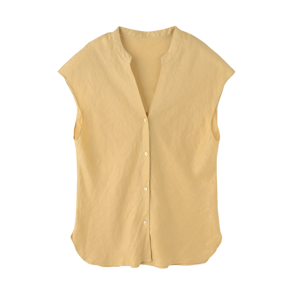 Minimalist Old Money Style Pure Linen V-neck Sleeveless Shirt - L’Heure Marquée 