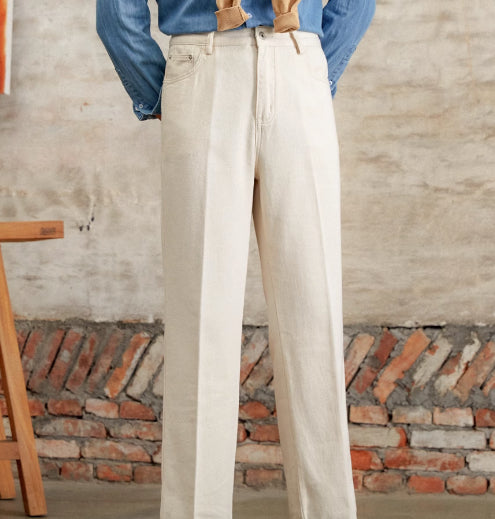 Old Money Style Original Embryo Color Straight Bootcut Pants - L’Heure Marquée 
