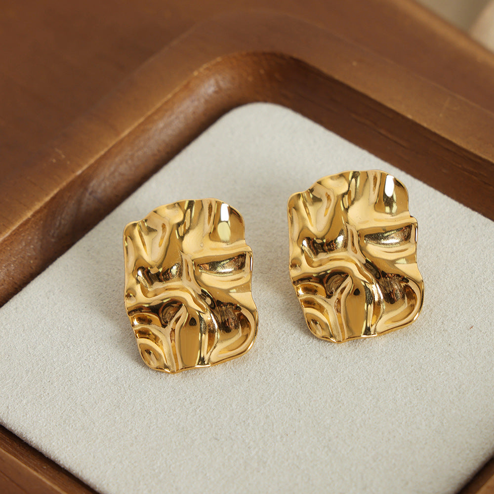 Square Pleated Earrings - L’Heure Marquée 