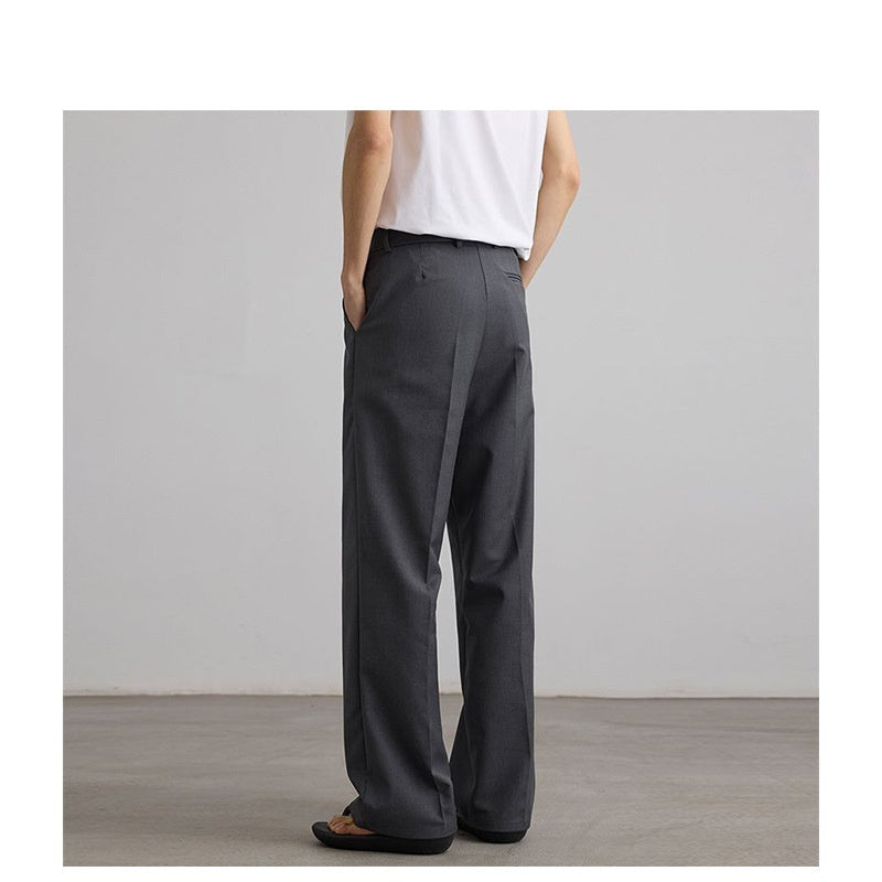 Old Money Style Pleated American Neutral Straight Casual Suit Pants - L’Heure Marquée 