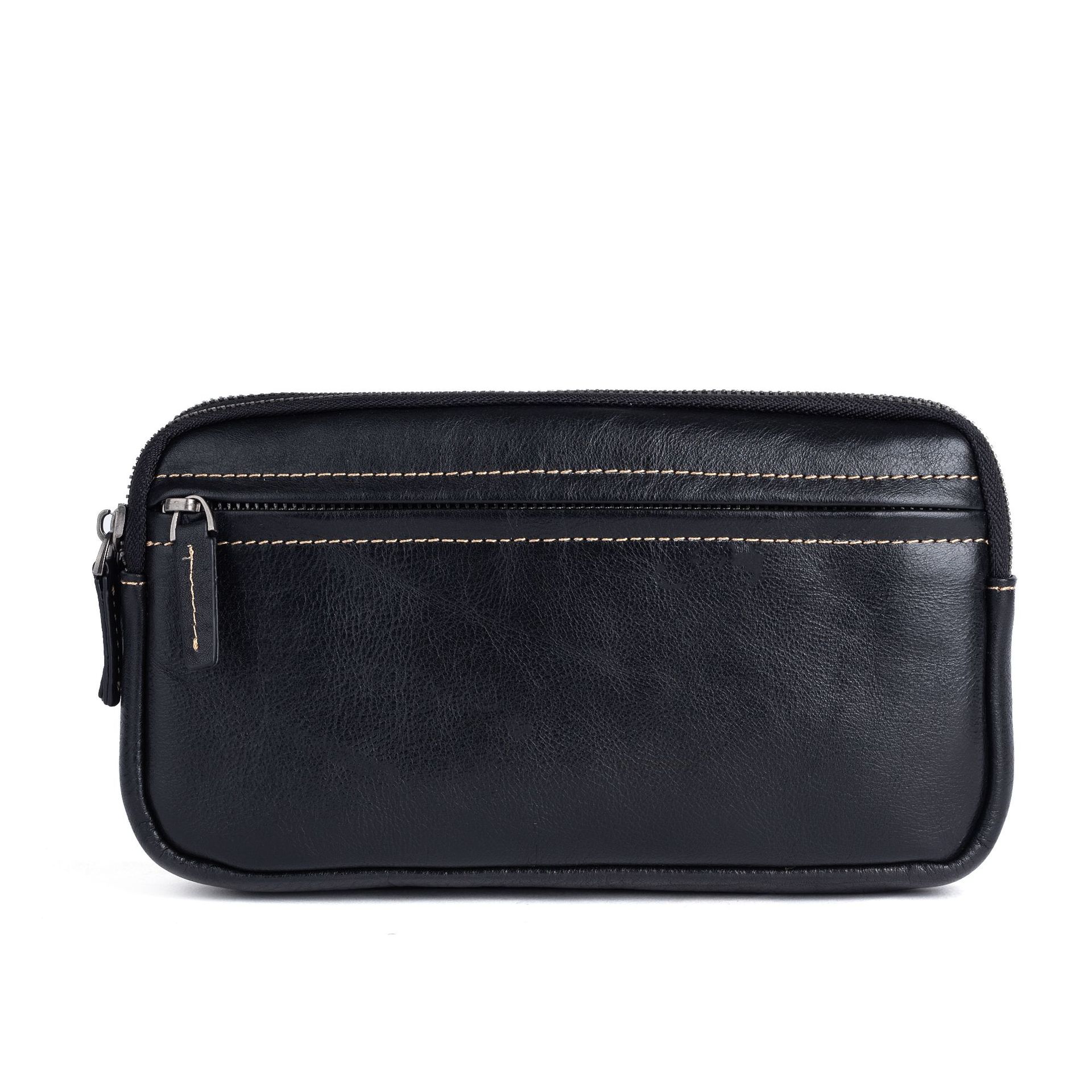 Vertical Model In Square Shape First Layer Cowhide Casual Clutch Men