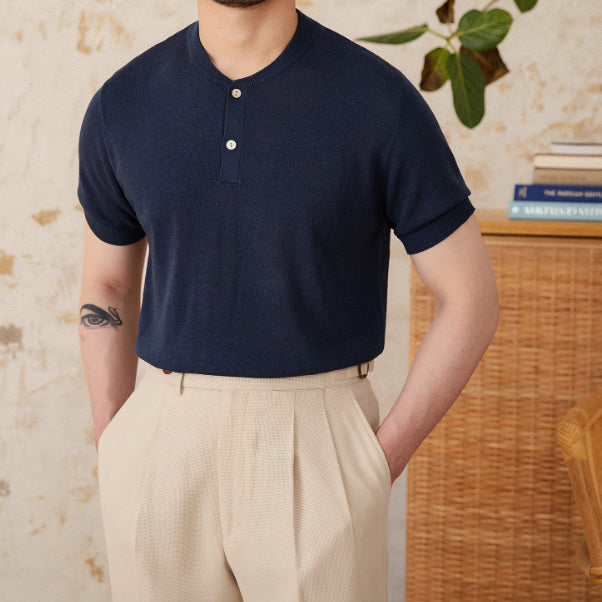 Linen Blended Men's Young Old Money Style Sweater - L’Heure Marquée 