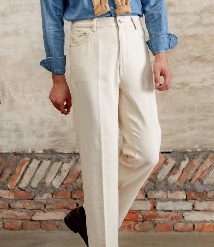 Old Money Style Original Embryo Color Straight Bootcut Pants - L’Heure Marquée 