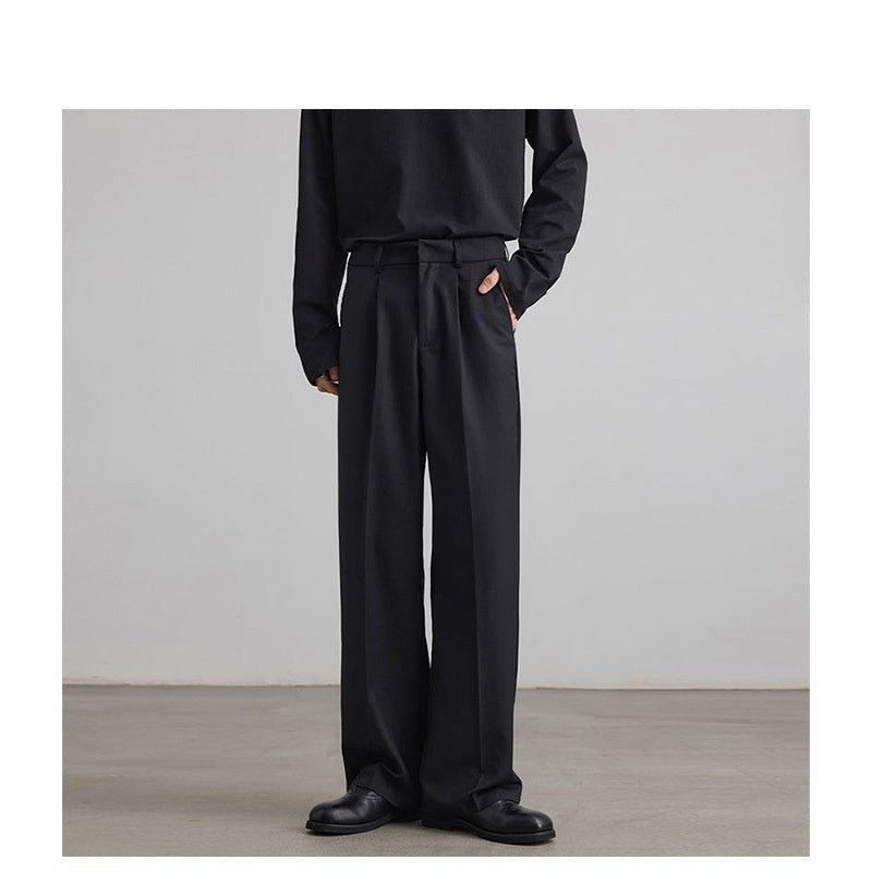 Old Money Style Pleated American Neutral Straight Casual Suit Pants - L’Heure Marquée 