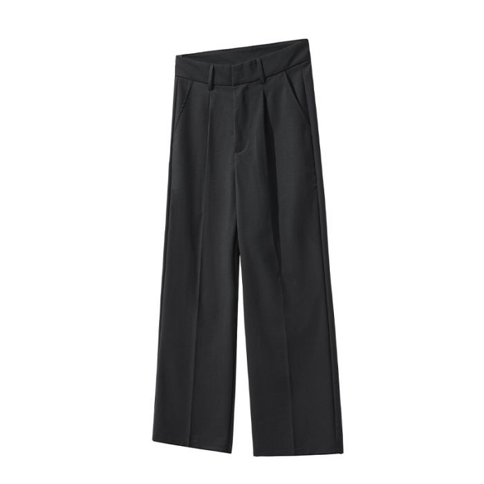 Old Money Style Pleated American Neutral Straight Casual Suit Pants - L’Heure Marquée 