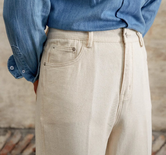 Old Money Style Original Embryo Color Straight Bootcut Pants - L’Heure Marquée 