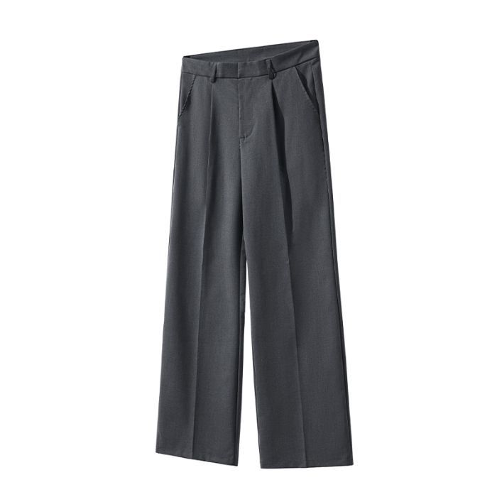 Old Money Style Pleated American Neutral Straight Casual Suit Pants - L’Heure Marquée 