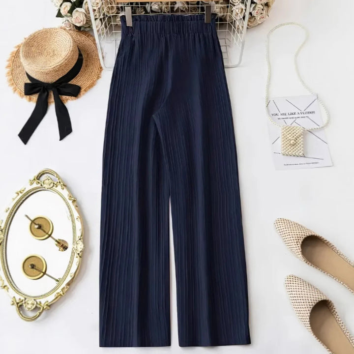 Women's Wide Leg Solid Color Casual Polyester Pant - L’Heure Marquée 