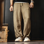 Old Money Style Thin Draping Linen Khaki Baker Pant - L’Heure Marquée 