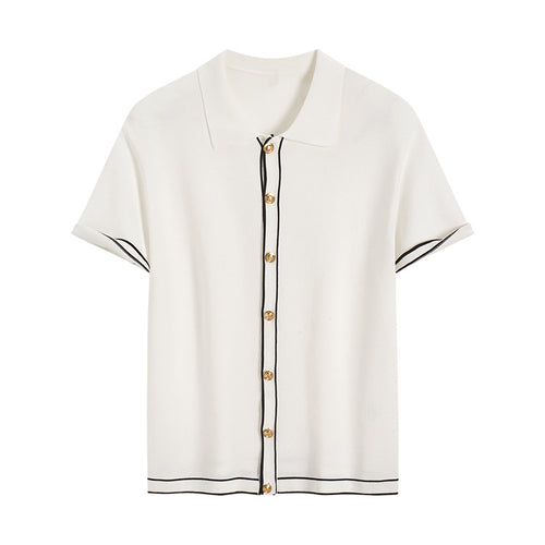 Simple Cardigan Contrast Color Lapels Old Money Style - L’Heure Marquée 