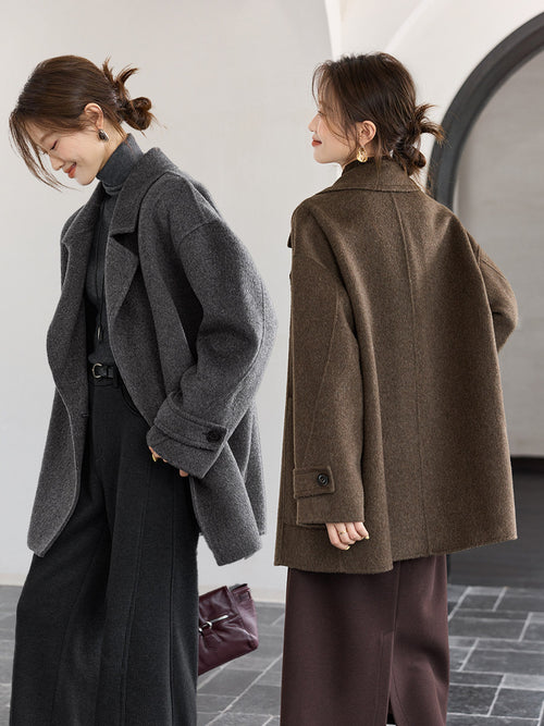 A Classic Long Double-faced Wool Coat Old Money Style For Winter - L’Heure Marquée 