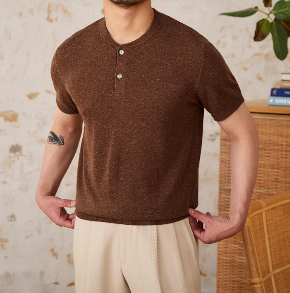 Linen Blended Men's Young Old Money Style Sweater - L’Heure Marquée 
